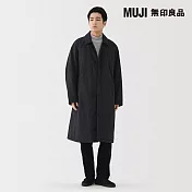 【MUJI 無印良品】男撥水加工蓬鬆鋪棉折領大衣 S 黑色