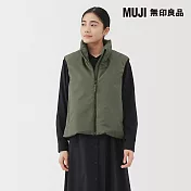 【MUJI 無印良品】女蓬鬆鋪棉背心 S 卡其綠