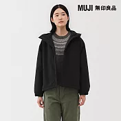 【MUJI 無印良品】女蓬鬆鋪棉連帽外套 S 黑色