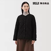 【MUJI 無印良品】女蓬鬆鋪棉刺縫外套 S 黑色