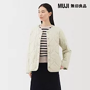 【MUJI 無印良品】女蓬鬆鋪棉刺縫外套 L 象牙白