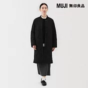【MUJI 無印良品】女蓬鬆鋪棉刺縫大衣 S 黑色