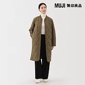 【MUJI 無印良品】女蓬鬆鋪棉刺縫大衣 S 深米