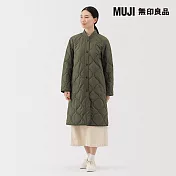 【MUJI 無印良品】女蓬鬆鋪棉刺縫大衣 S 卡其綠