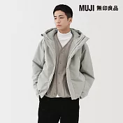【MUJI 無印良品】男防風撥水加工鋪棉連帽外套 L 灰銀