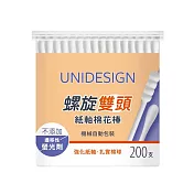 (3入組)【UNIDESIGN】白色紙軸螺旋雙頭棉花棒200支