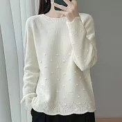 【MsMore】 圓領純色針織羊絨感毛衣上衣# 126347 FREE 白色