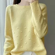 【MsMore】 圓領純色針織羊絨感毛衣上衣# 126347 FREE 黃色