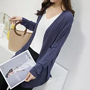 【AnZa】莫代爾長袖輕薄開衫外套(3色)     FREE 深藍