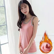 【AnZa】輕粉色圓領加絨彈力保暖背心     M-L 粉色