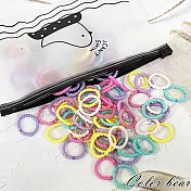 【卡樂熊】小清新迷你高彈力袋裝100入細軟髮橡皮筋/髮束- 甜色系