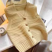 【MsMore】 學院風針織毛衣背心百搭純色上衣# 126372 FREE 黃色