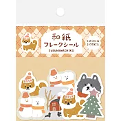 【日本Wa-Life】冬限定｜散裝和紙貼紙包20入 ‧ 小狗與雪