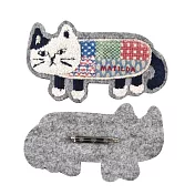 【Kusuguru Japan】日本眼鏡貓 胸針 相良刺繡絨毛立體造型胸針-Matilda-san款  -灰色