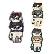 【Kusuguru Japan】日本眼鏡貓 胸針 相良刺繡絨毛立體造型胸針-Animal Mode系列-折耳貓款 - 灰色