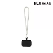 【MUJI 無印良品】聚酯纖維手機掛繩(腕帶式)/白灰直徑7.5mm×全長340mm、掛片：長度61.5mm×寬度53mm