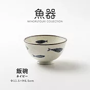 【日本Minoru】魚器 職人窯燒 陶瓷飯碗11.5m ‧ 藍
