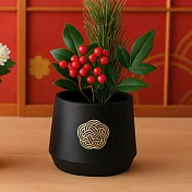 【日本Green House】迎春招福 緣結 塑膠盆栽S ‧ 黑