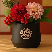 【日本Green House】迎春招福 緣結 塑膠盆栽M ‧ 黑