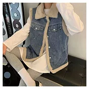 【Lockers 木櫃】丹寧加絨馬甲外套 L114103101 藍色M