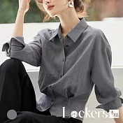 【Lockers 木櫃】法式通勤收腰襯衣 L114103103 藍灰色M