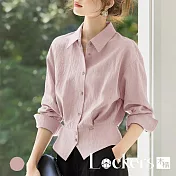 【Lockers 木櫃】法式通勤收腰襯衣 L114103103 粉色M
