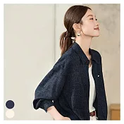 【Lockers 木櫃】微皺肌理休閒外套 L114103107 藏青色M