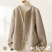 【Lockers 木櫃】簡約貝殼袖毛呢大衣 L114103108 燕麥米M