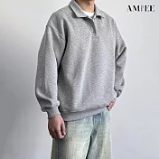 【AMIEE】復古翻領長袖上衣(男裝/KDTQ-190) 2XL 灰色