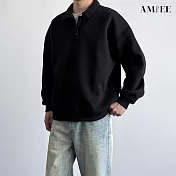 【AMIEE】復古翻領長袖上衣(男裝/KDTQ-190) 2XL 黑色