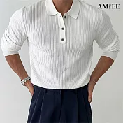【AMIEE】純色針織打底上衣(男裝/KDTQ-107) 2XL 白色