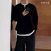 【AMIEE】痞帥寬鬆針織衫(男裝/KDTQ-Z85) 2XL 黑色