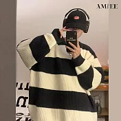 【AMIEE】日系復古針織衫(男裝/KDTQ-6301) M 黑色