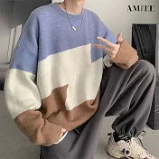 【AMIEE】韓版潮流寬鬆百搭長袖針織衫(男裝/KDTQ-527B) M 棕色