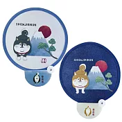 【Kusuguru Japan】日本眼鏡貓 扭扭扇 迷你折疊圓扇 抗UV補光扇-富土山系列柴尻君 -深藍色