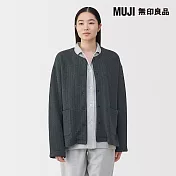 【MUJI 無印良品】女棉混刺縫開襟衫 S 深灰