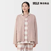 【MUJI 無印良品】女棉混刺縫開襟衫 S 粉紅