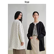ltyp旅途原品 緹花菱格紋立裁棉服馬甲 簡約高級保暖外套女冬季 M L  M 經典黑