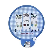 【Kusuguru Japan】日本眼鏡貓 扭扭扇 迷你折疊圓扇 抗UV補光扇-NEKOMARUKE貓丸款 -藍色