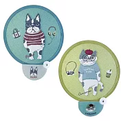 【Kusuguru Japan】日本眼鏡貓 扭扭扇 迷你折疊圓扇 抗UV補光扇-Animal Mode系列 -折耳貓款 綠色