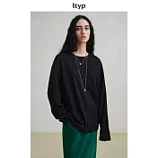 ltyp旅途原品 羊毛亮絲T恤 2025秋季新款寬鬆圓領長袖打底上衣女 M L  M 星空黑