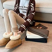 【MsMore】 加絨加厚針織內搭褲保暖高腰緊身彈力顯瘦小腳褲# 125777 M 卡其色