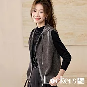 【Lockers 木櫃】連帽針織馬甲無袖外套 L114110502 灰色M