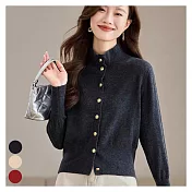 【Lockers 木櫃】排扣針織短版毛衣外套 L114110506 炭灰色M