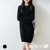 【Lockers 木櫃】半高領套頭針織毛衣裙 L114110507 黑色M
