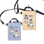 【Kusuguru Japan】日本眼鏡貓手機包 旅行伙伴 可觸控手機 斜背包 Animal Mode系列 手拿包證件袋 背帶可調 -藍色