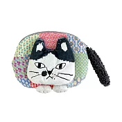 【Kusuguru Japan】日本眼鏡貓 零錢包 立體貓尾巴小碎花格子小物收納包 Matilda-san -黑色