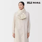 【MUJI 無印良品】再生聚酯纖維保暖絨毛圍巾 淺米