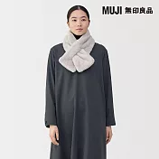 【MUJI 無印良品】再生聚酯纖維保暖絨毛圍巾 灰棕