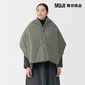 【MUJI 無印良品】撥水加工可攜式披肩 煙燻綠